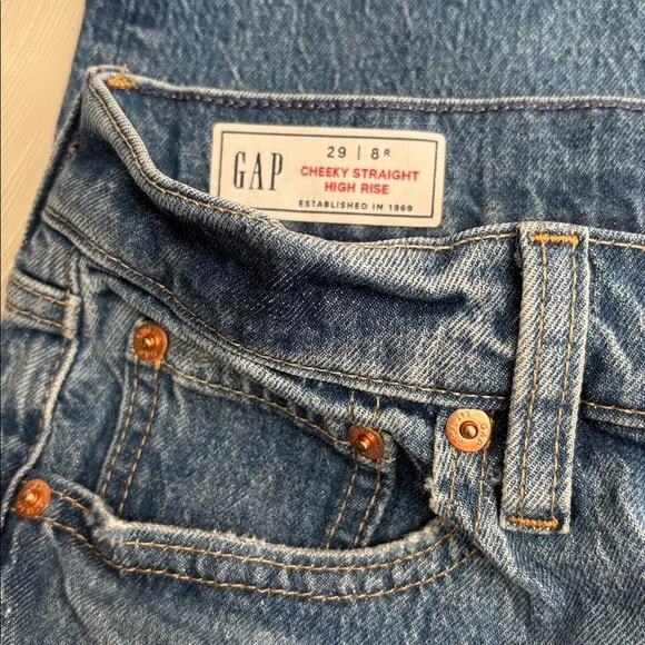 GAP Cheeky Straight High Rise Size 29/8R medium blue jeans - Picture 9 of 14